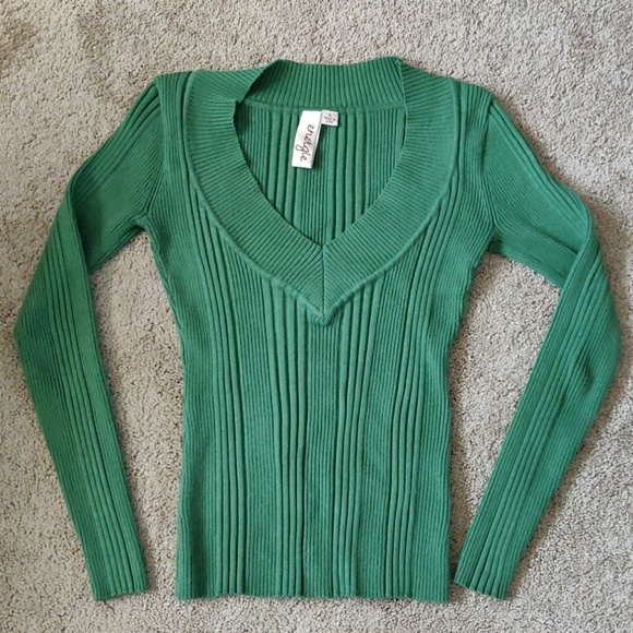 Green ribbed sweater - Picture 2 of 5